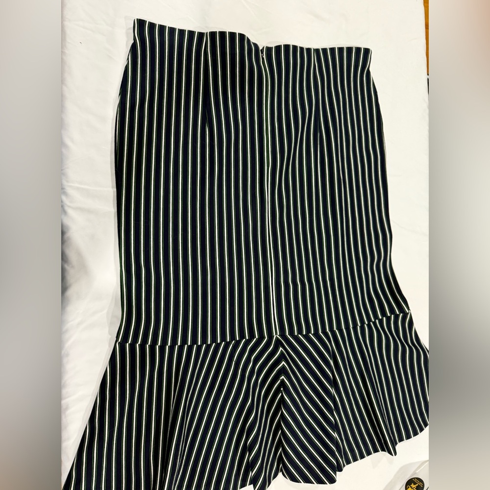 Ann Taylor Black and White Striped Midi Skirt